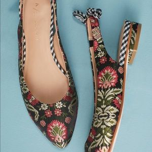 Anthropologie Brocade Slingback Flats